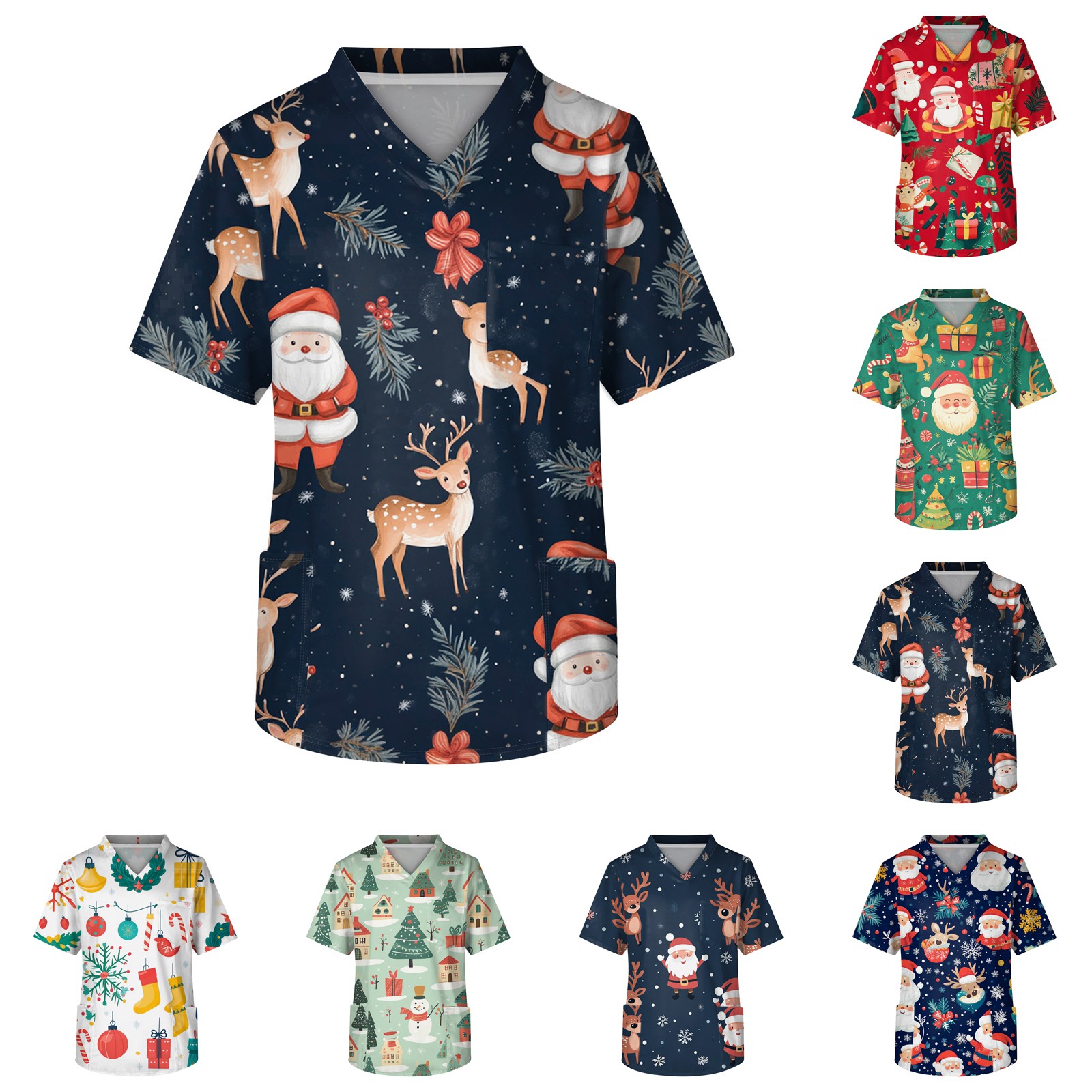 Medical Lab Uniform - Unisex Medical Nurse Uniform Christmas Print